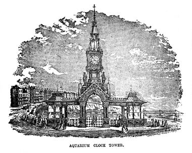 1885 -published engraving of the Aquarium Clock Tower, Nash's Guide to Brighton