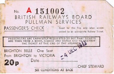 1971: Brighton Belle Pullman ticket