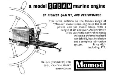 1958: Advert, Mamod marine steam engines (for model boats)
