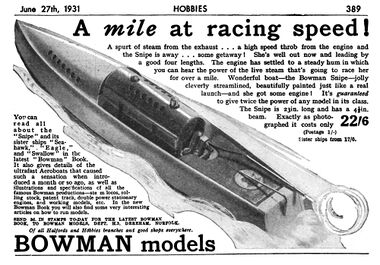 1931: "A mile at racing speed!", advert, June 1931
