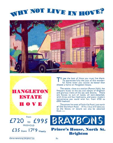 1936: "Why Not Live In Hove?", Hangleton Estate, Braybons estate agents